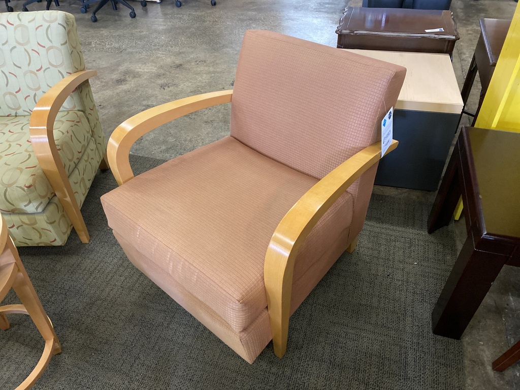 Club Chair- Orange Fabric Maple Frame