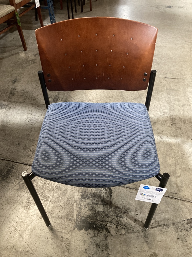 Guest Chair - Wood Back, Blue Seat