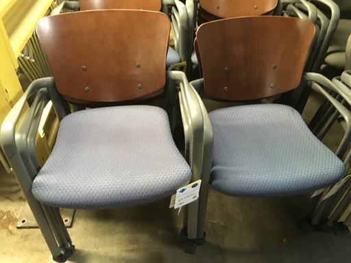 Blue/Purple Fabric Seat Cherry Wood Back W/Casters