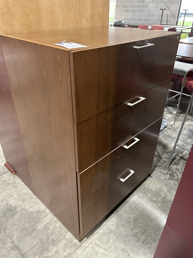 36" -4 Drawer Walnut Lateral Cabinet