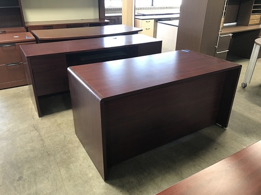 30x60 Dbl Ped Desk and Credenza Set- Mahogany