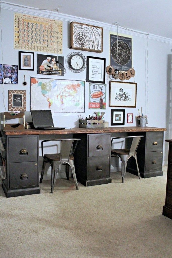 File Cabinets, Diy Office Desk With File Cabinets