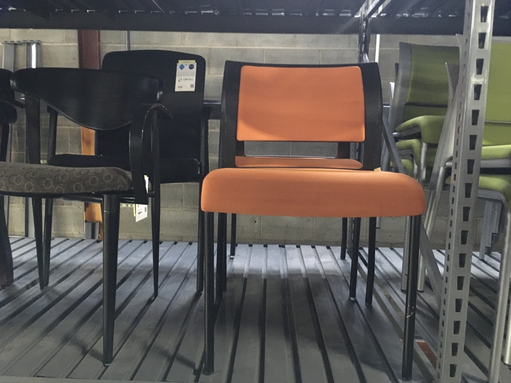 Black Chair W/Orange Fabric