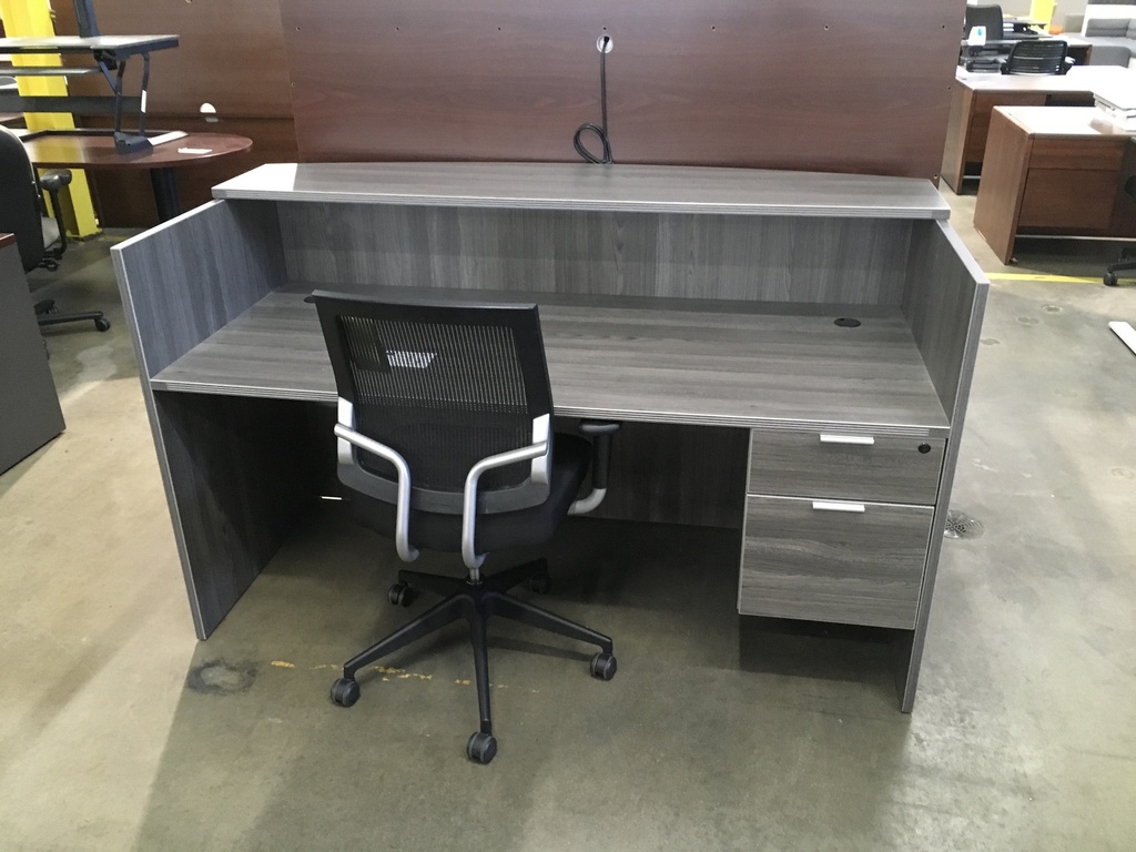 30x71 Gray Euroline Reception Desk Single Ped