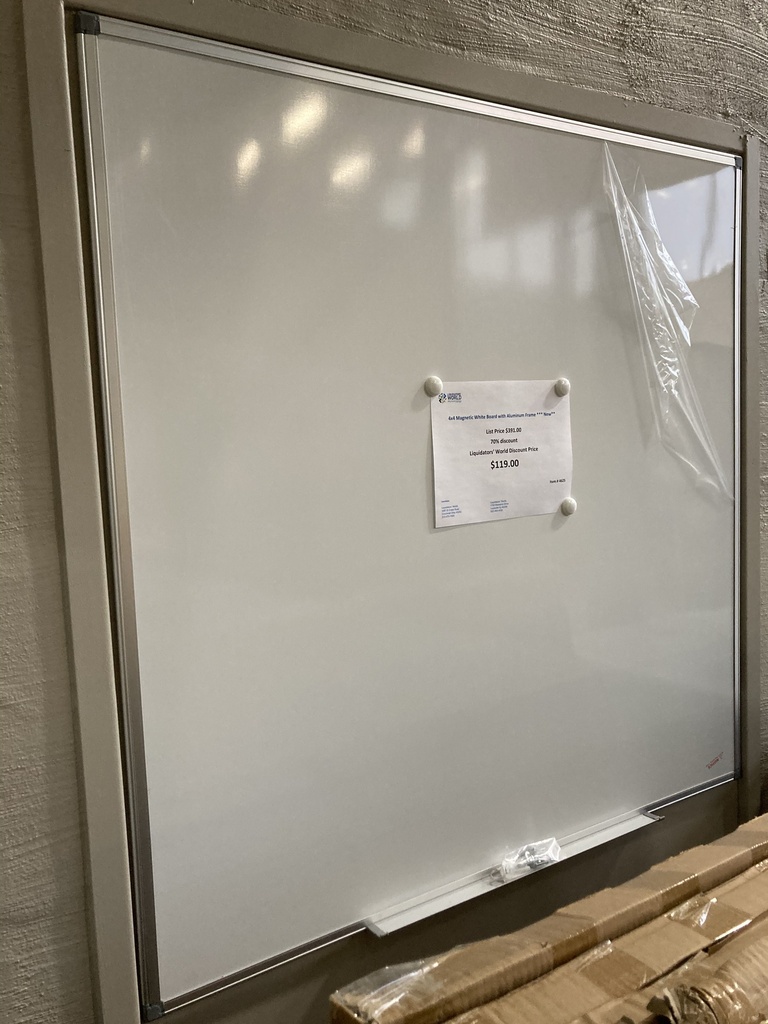 4x4 Magnetic White  Board w/alum frame  *new*  List $391.00