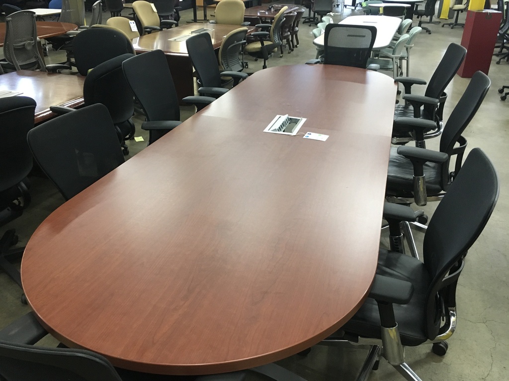 12' Racetrack Conference Table w/Power Cherry