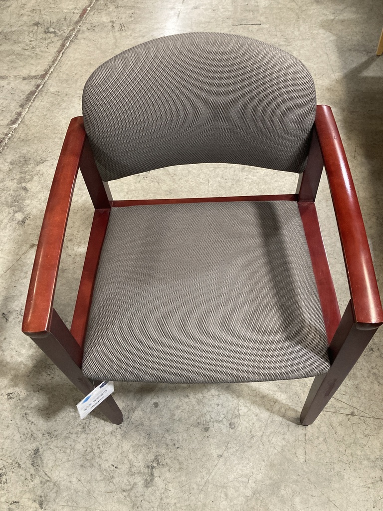 Cherry Wood Frame Chair - Grey Fabric
