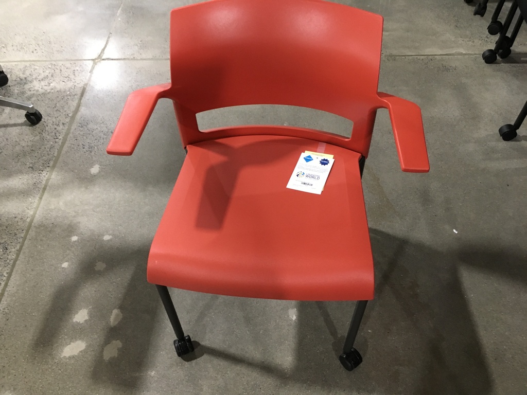 Red Vinyl Stack Chair w/Casters