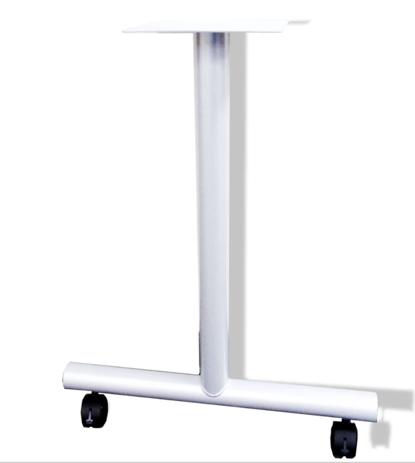 Table Leg T Type with Caster 30" D White