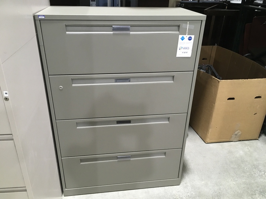 36" Steelcase 4 Drawer Lateral File Taupe