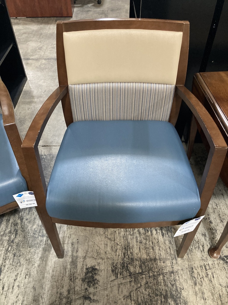 Wood Frame Guest Chair - Blue Vinyl