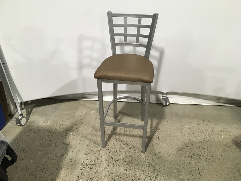 Silver w/brown seat stool