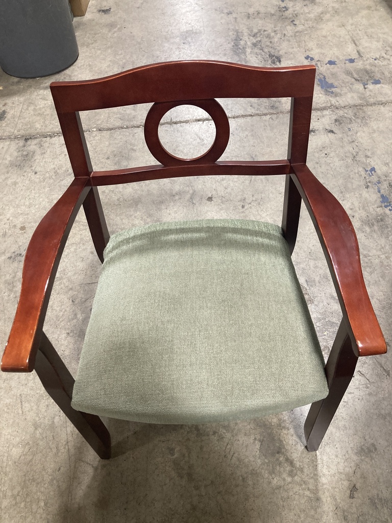 Wood Frame Guest Chairs - Olive Color Seat