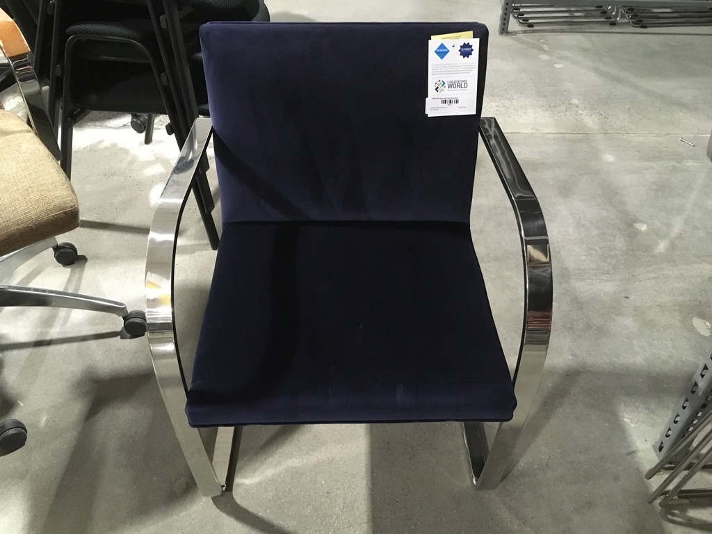 BRNO Flat Arm Side Chair Navy Blue