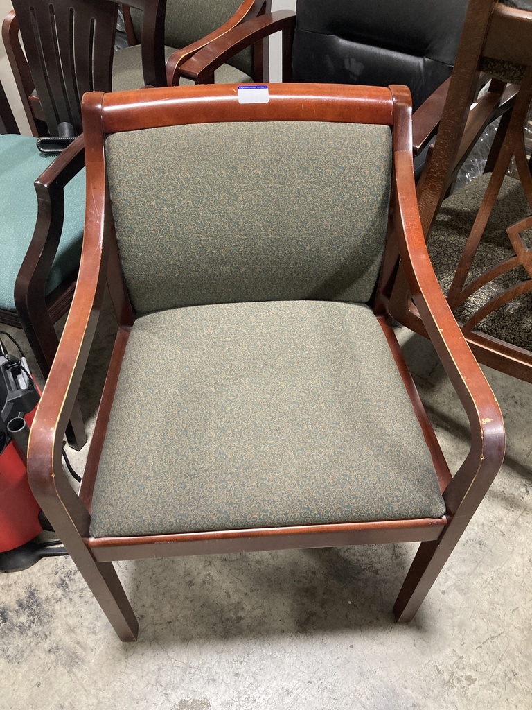 Cherry Frame Guest Chair, Green Fabric
