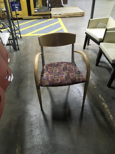 Wood Side Chair W/Red Circle Pattern
