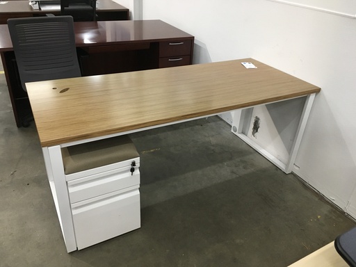 30"x72" Oak Desk W/Mobile Ped