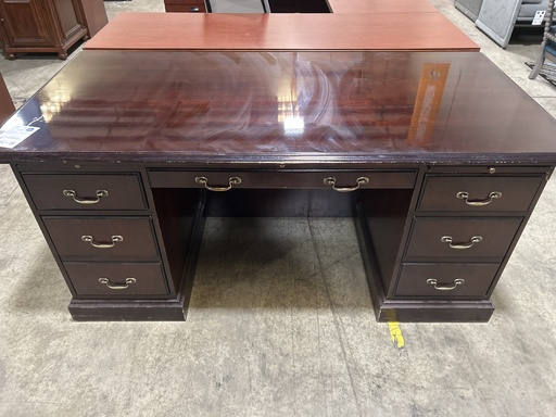 36x72 Dbl Ped Mahogany Desk (as-is)