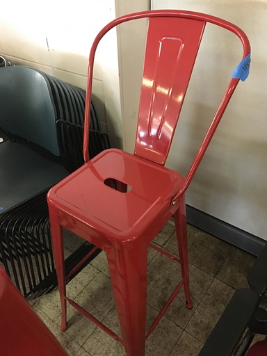 30" Metal Barstool w/ back- Red 