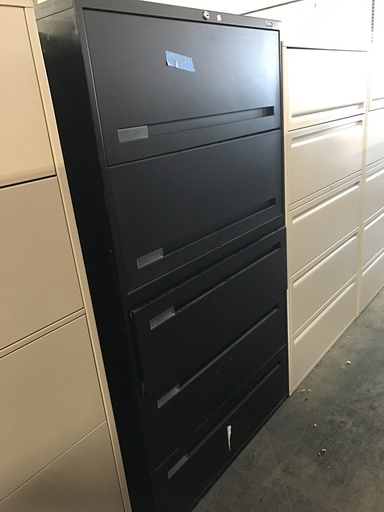 36" Black 5 Drawer Lateral