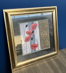 22x22 Red Flowers Framed Art