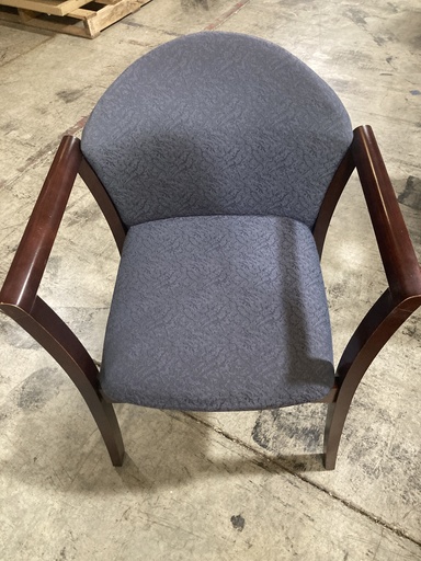 Wood Frame Guest Chairs - Blue Seat and Back