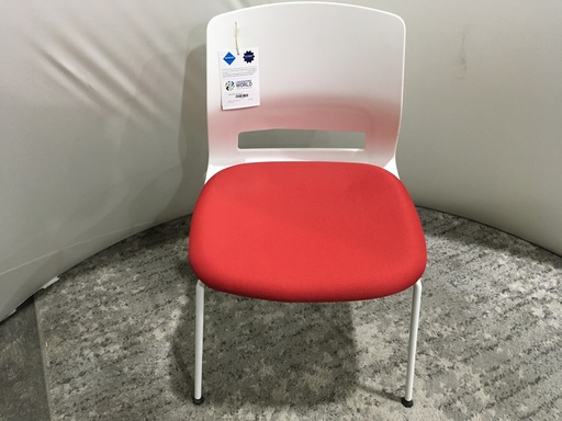 White Stack Chair Red Seat