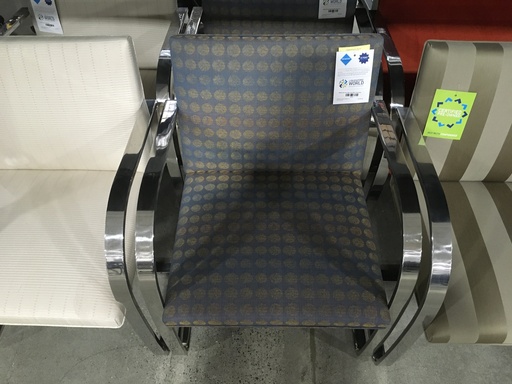 BRNO Flat Arm Side Chair Blue /Grey Dots