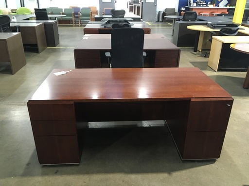 Kimball 36x72 Cherry Double Ped Desk
