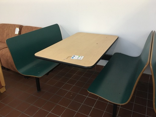 Green Bench Blond Table Cafeteria Booth