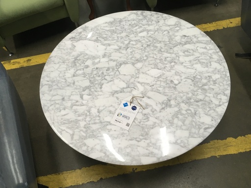Round White and Grey Marble Table