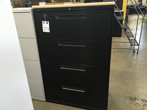 Black Hon 4 Drawer Lateral File With Blonde Top