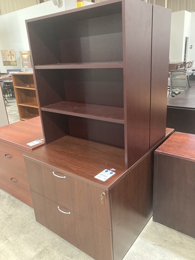 OFS (2) Drawer - 36" Lateral w/Hutch -Mah.