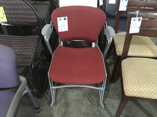 KI Red Stack Chair w/ Grey arms